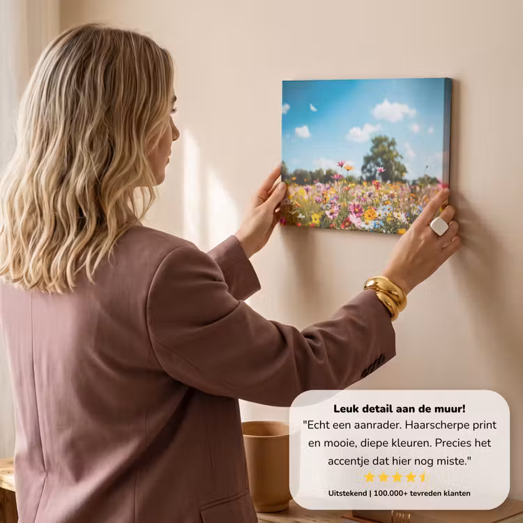 Canvas schilderij - Bloemenweide - Blauw - Lucht - Kleuren — 3