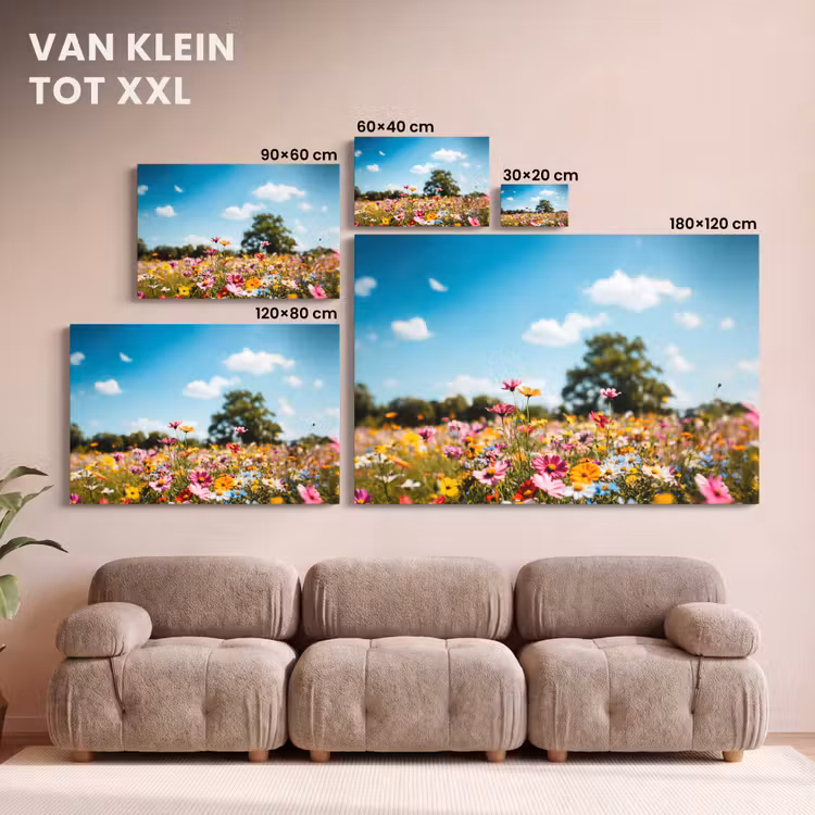 Canvas schilderij - Bloemenweide - Blauw - Lucht - Kleuren — 8