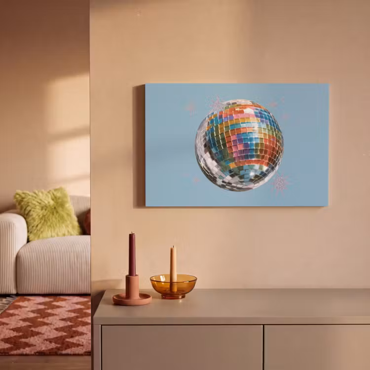 Canvas schilderij - Discobal - Glinsterende sterren - Regenboog — 2