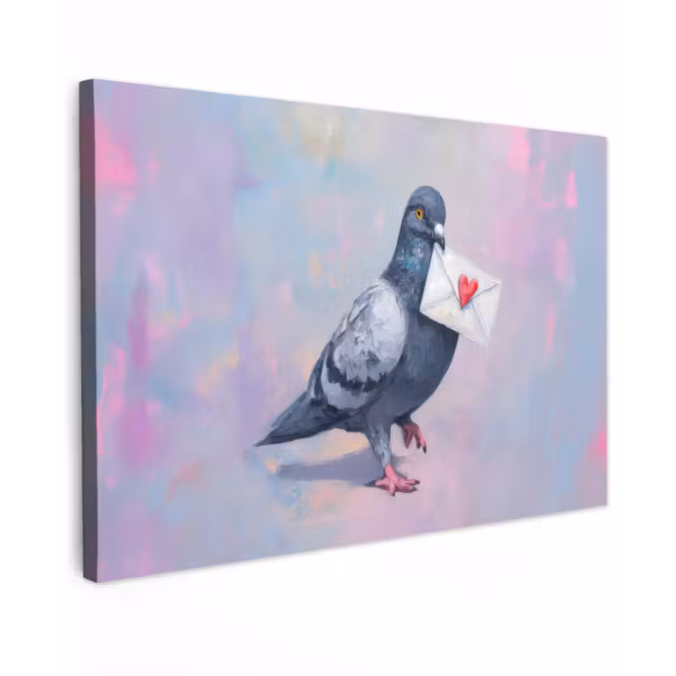 Canvas schilderij - Duif - Envelop - Paars — 1