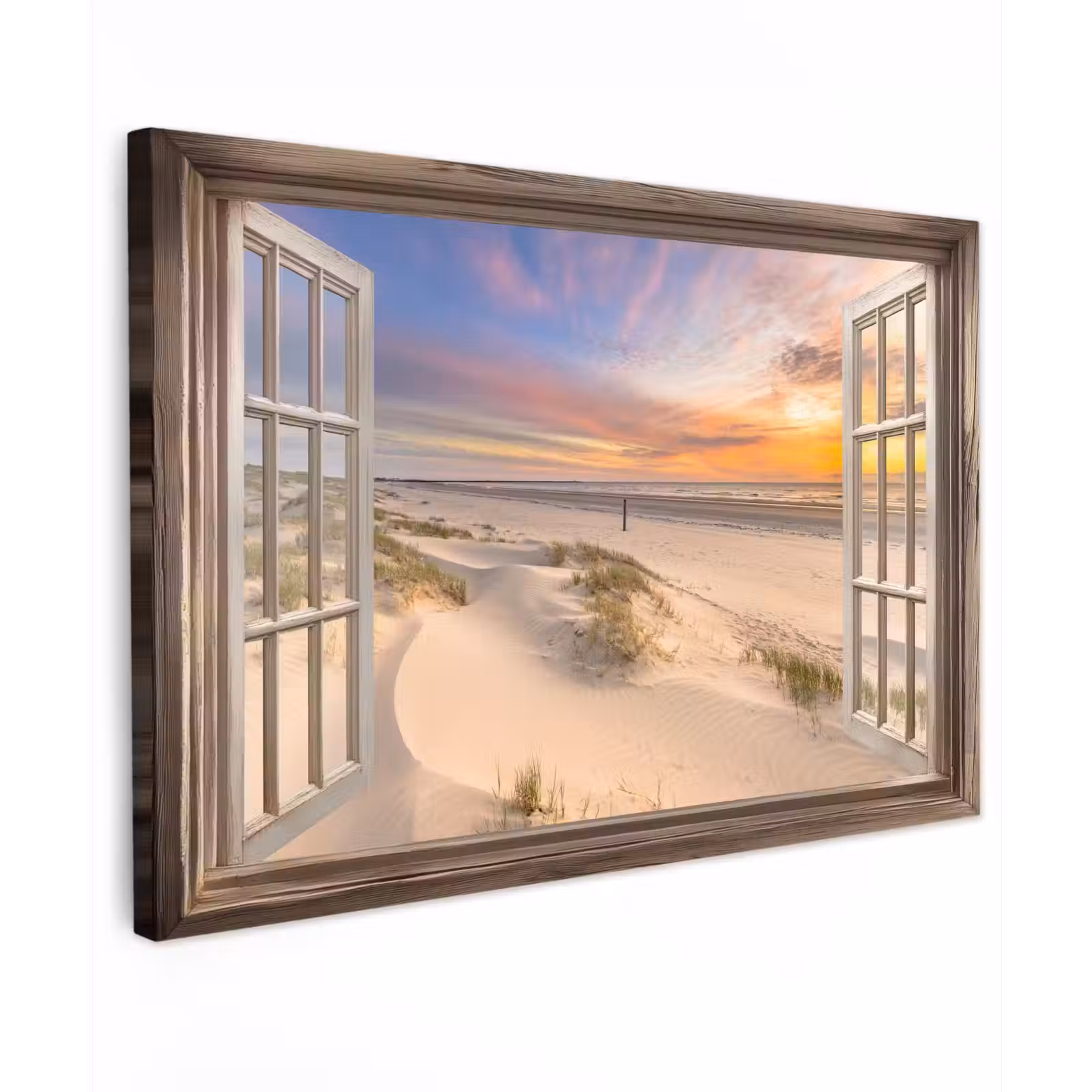Canvas schilderij - Doorkijk - Strand - Duinen - Natuur - Landschap — 1