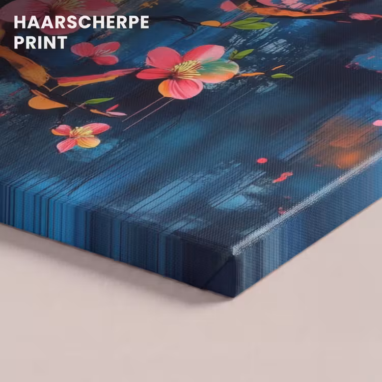 Canvas schilderij - Bloemen - Tak - Artistiek - Roze — 5