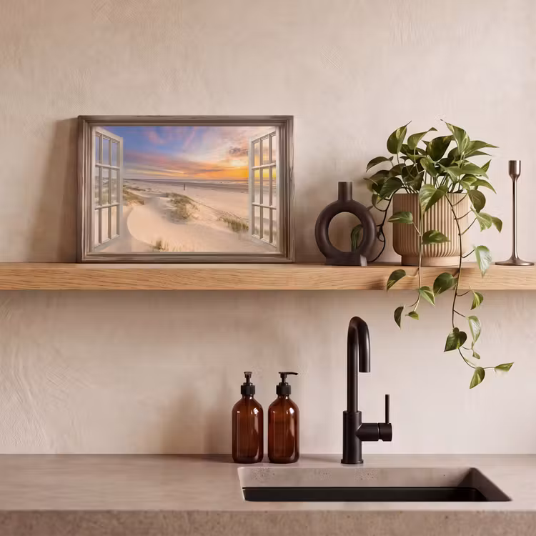 Canvas schilderij - Doorkijk - Strand - Duinen - Natuur - Landschap — 4