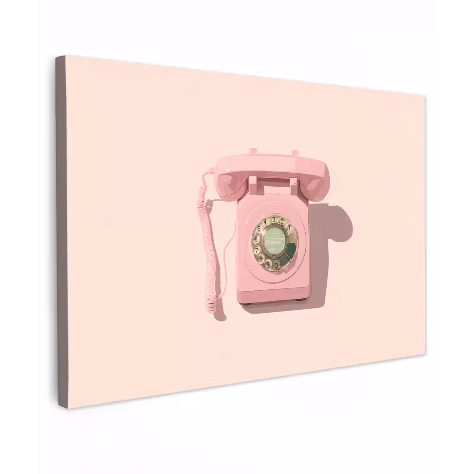 Canvas schilderij - Draaischijftelefoon - Retro - Roze — 1