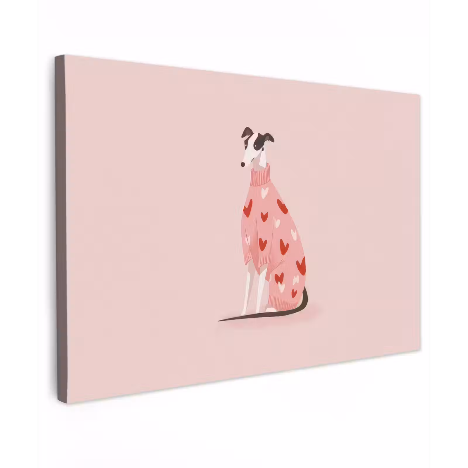 Canvas schilderij - Hond - Hartjes - Roze — 1