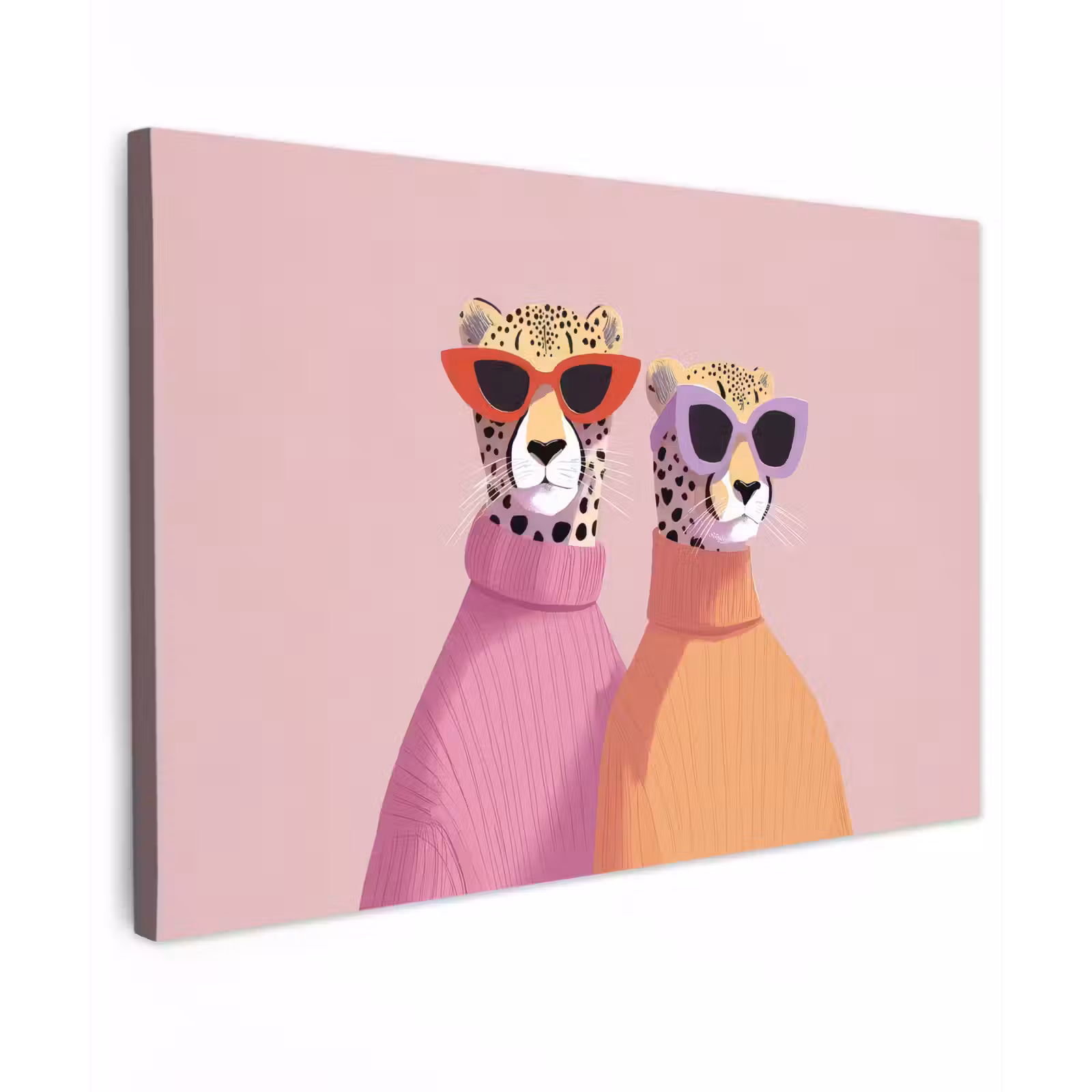 Canvas schilderij - Jachtluipaarden - Zonnebrillen - Truien — 1