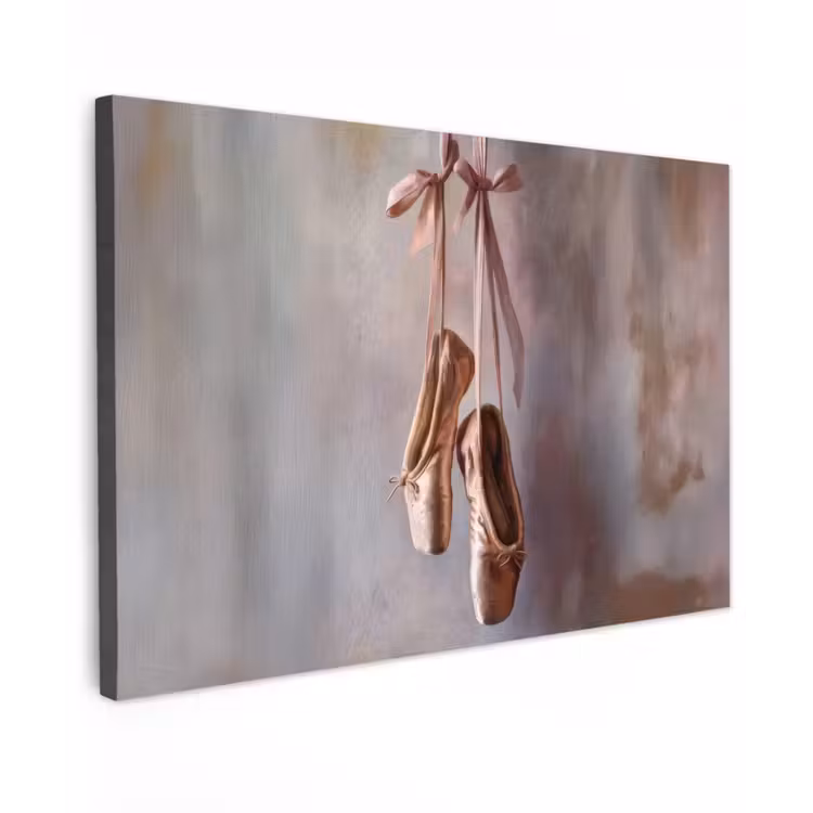 Canvas schilderij - Balletschoenen - Satijn - Aardetinten — 1