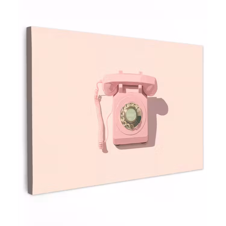 Canvas schilderij - Draaischijftelefoon - Retro - Roze — 1