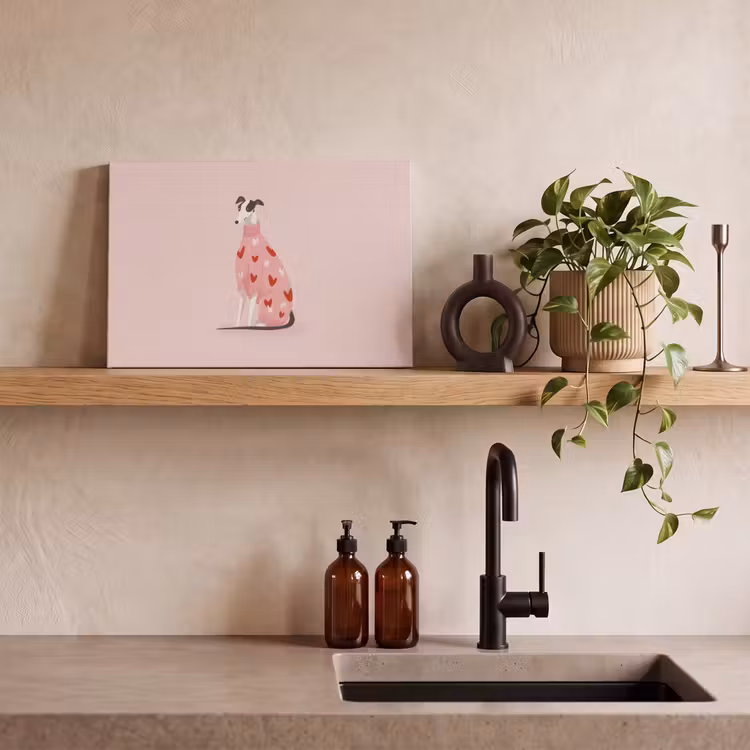 Canvas schilderij - Hond - Hartjes - Roze — 4
