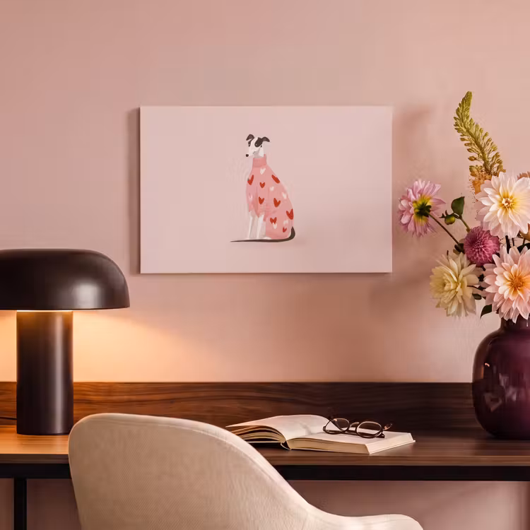 Canvas schilderij - Hond - Hartjes - Roze — 6