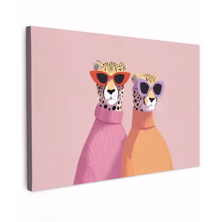 Canvas schilderij - Jachtluipaarden - Zonnebrillen - Truien — 1