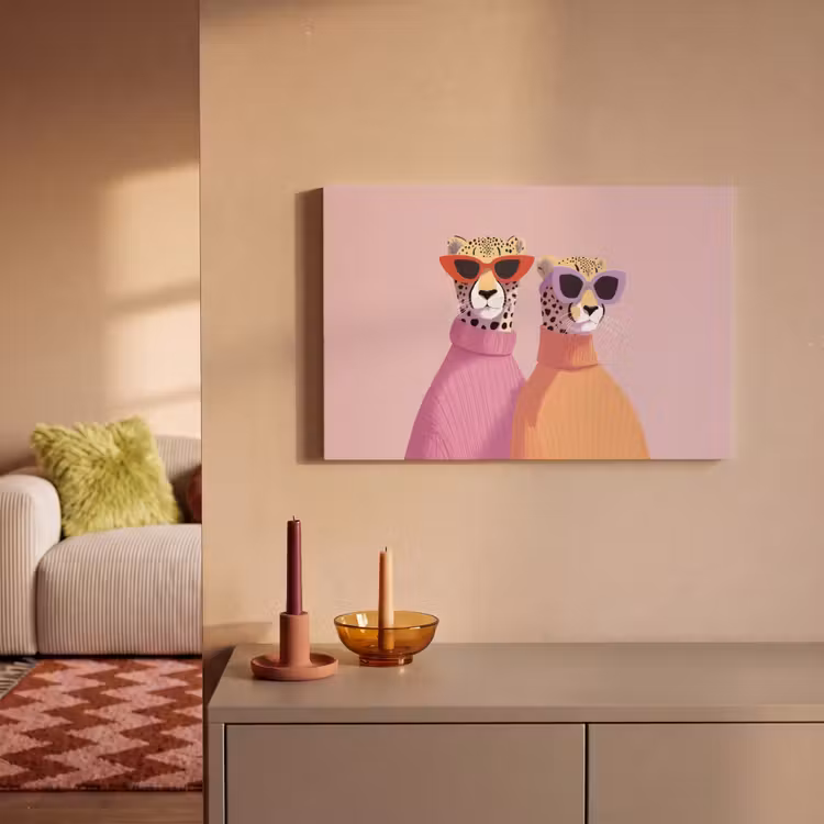 Canvas schilderij - Jachtluipaarden - Zonnebrillen - Truien — 2