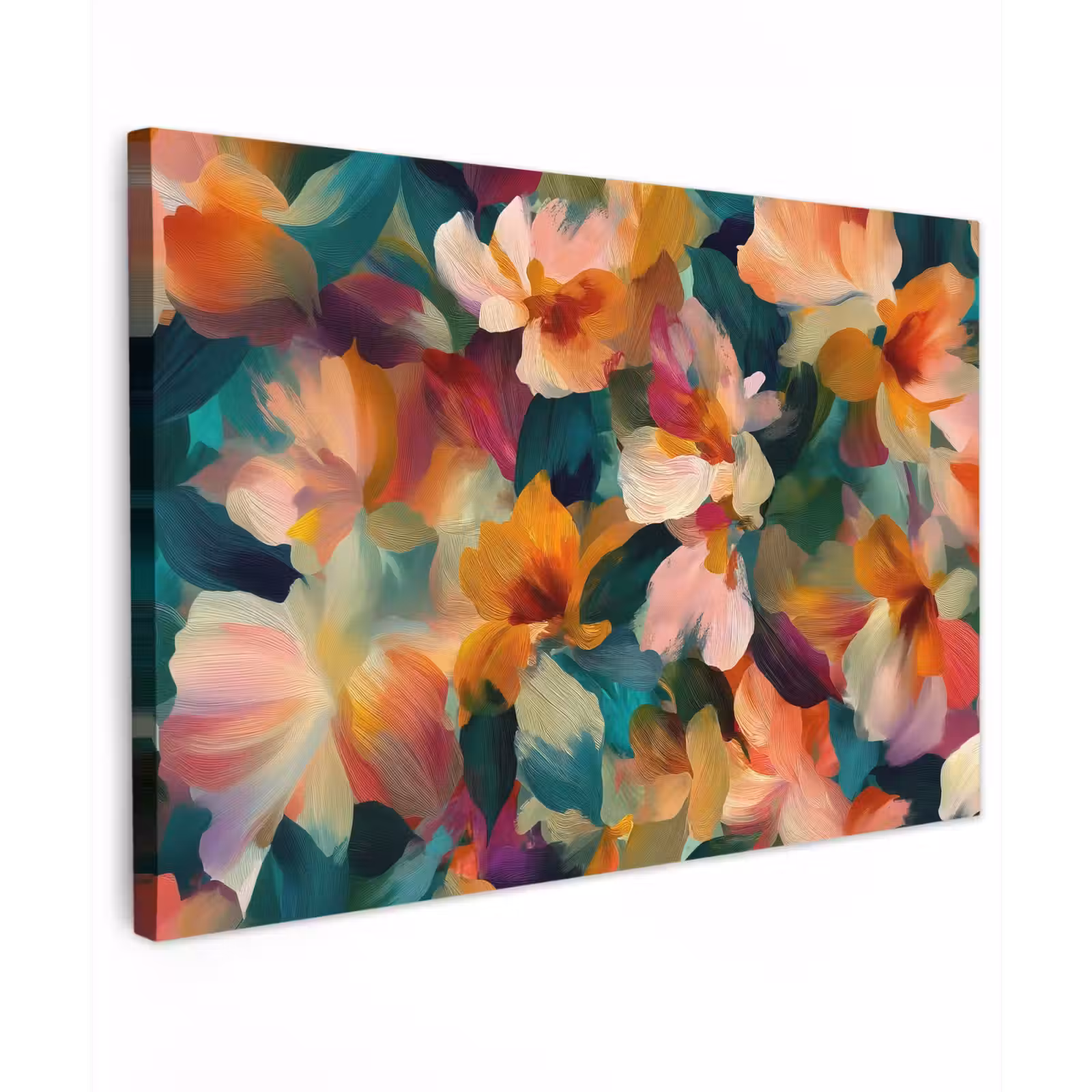 Canvas schilderij - Harmonieus - Abstracte bloemen - Warme tinten — 1