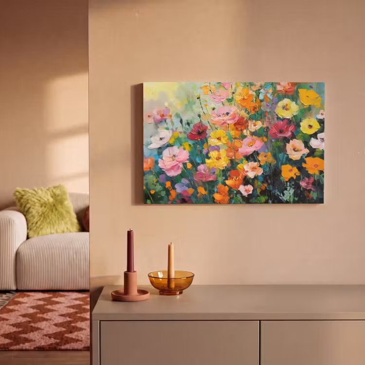 Canvas schilderij - Bloemen explosie - Heldere kleuren - Vrolijk — 2