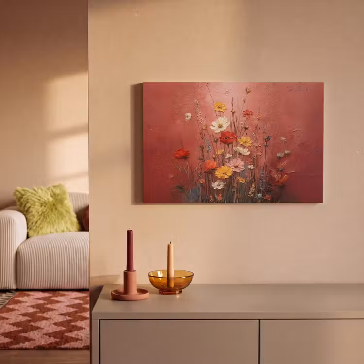 Canvas schilderij - Bloemenboeket - Diepte - Tastbare textuur — 2