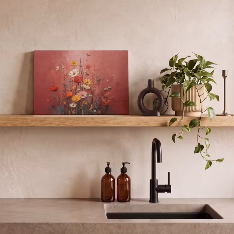 Canvas schilderij - Bloemenboeket - Diepte - Tastbare textuur — 4
