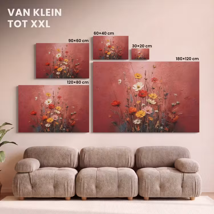 Canvas schilderij - Bloemenboeket - Diepte - Tastbare textuur — 8