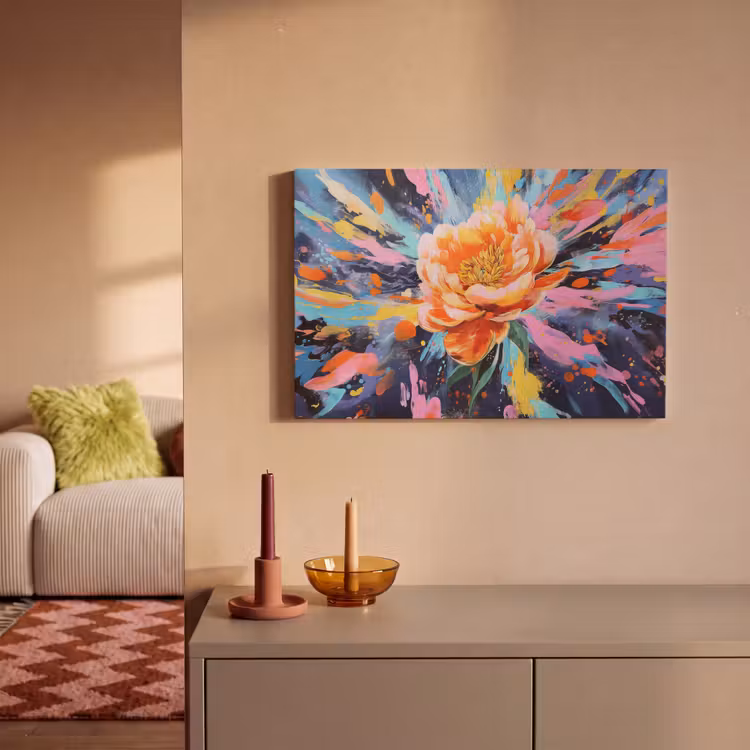 Canvas schilderij - Bloemexplosie - Felle spatten - Dynamisch — 2