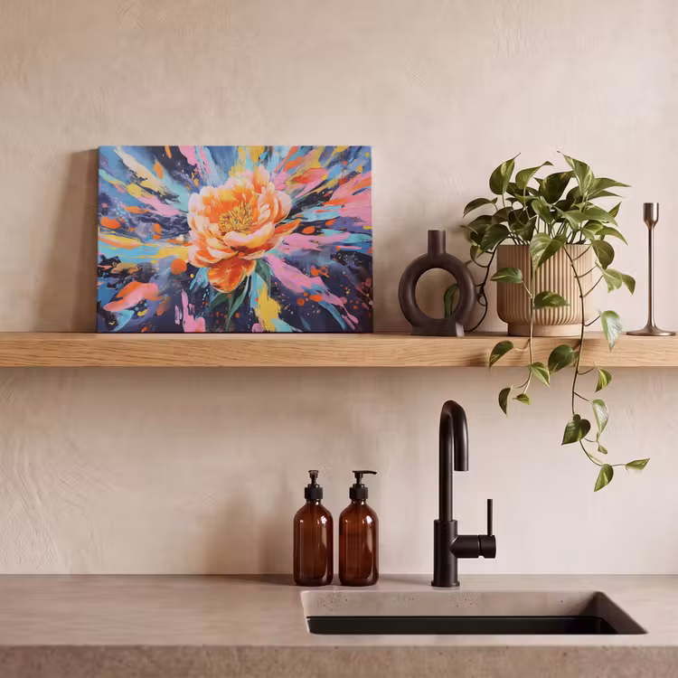 Canvas schilderij - Bloemexplosie - Felle spatten - Dynamisch — 4