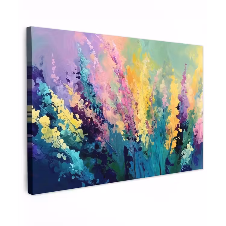 Canvas schilderij - Dromerige - Langgerekte bloemen — 1