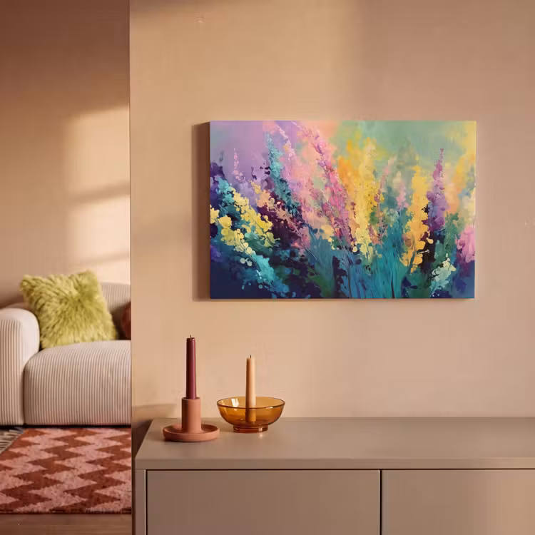 Canvas schilderij - Dromerige - Langgerekte bloemen — 2