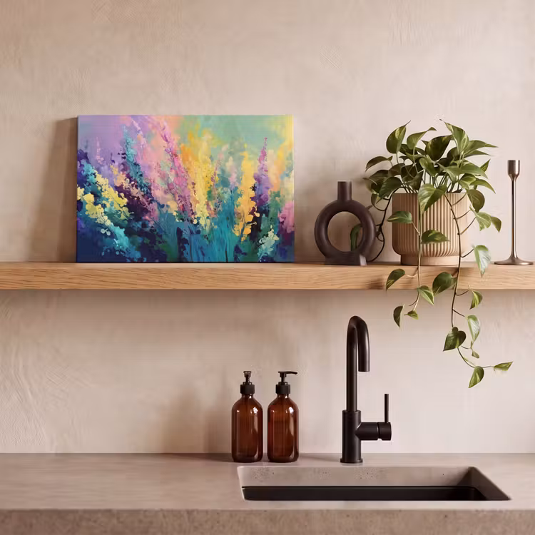 Canvas schilderij - Dromerige - Langgerekte bloemen — 4