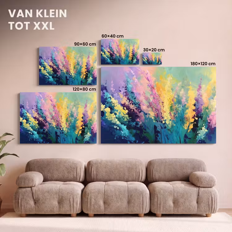 Canvas schilderij - Dromerige - Langgerekte bloemen — 8
