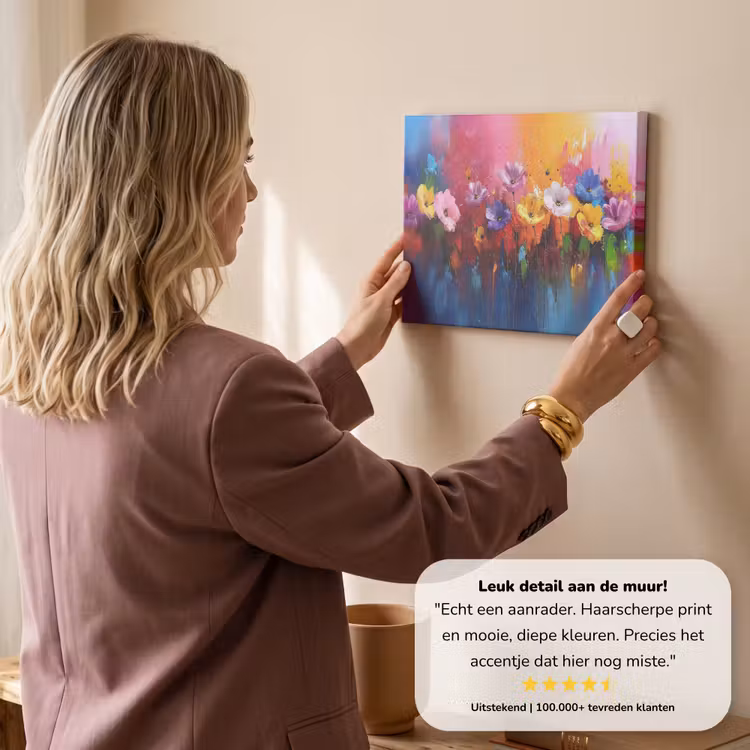 Canvas schilderij - Fantasiebloemen - Verf - Speels — 3