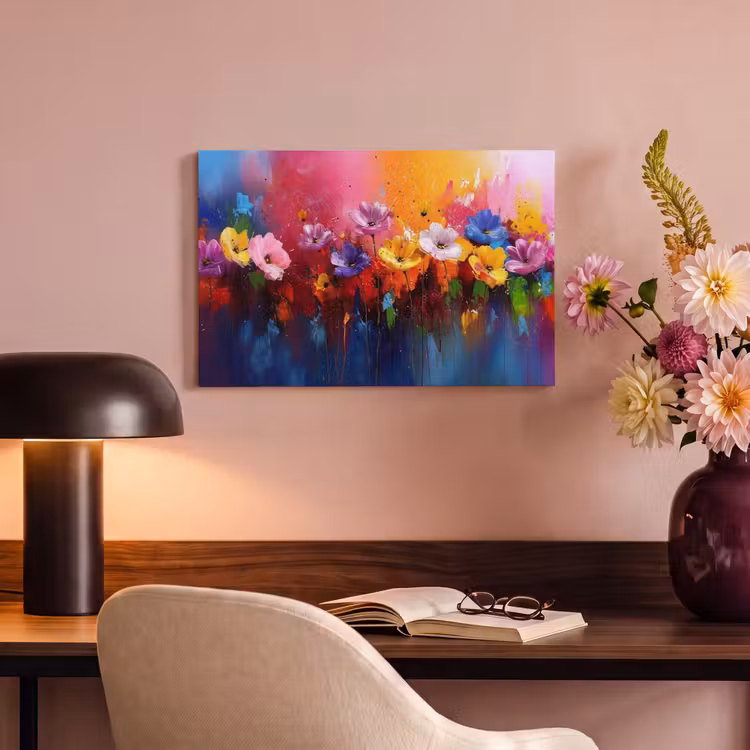 Canvas schilderij - Fantasiebloemen - Verf - Speels — 6