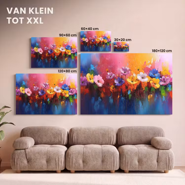 Canvas schilderij - Fantasiebloemen - Verf - Speels — 8
