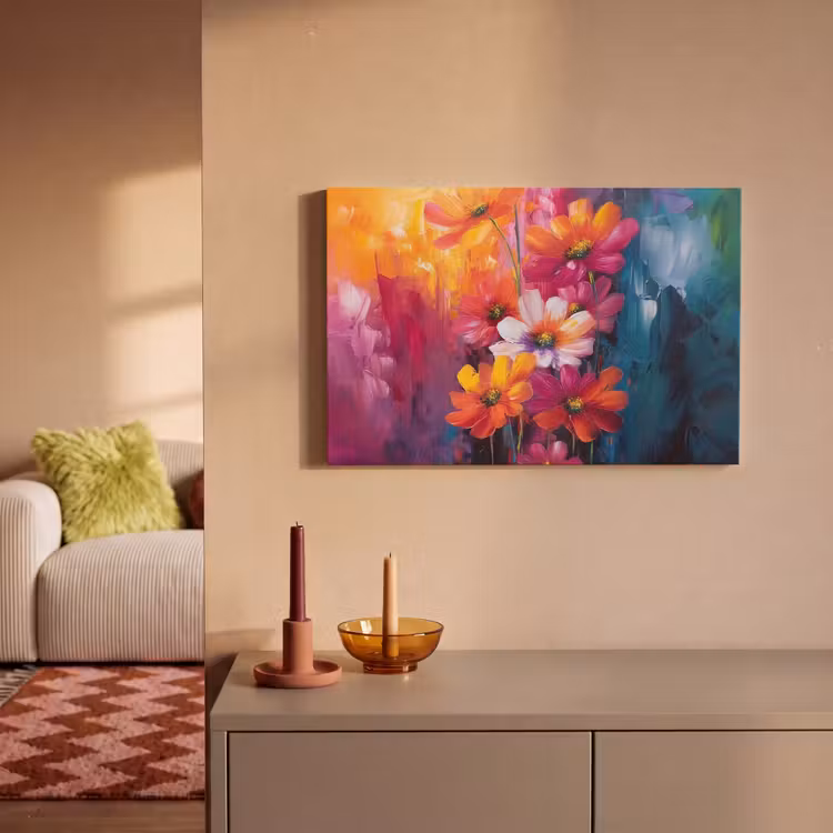 Canvas schilderij - Felle bloemen - Dynamisch - Levendig — 2