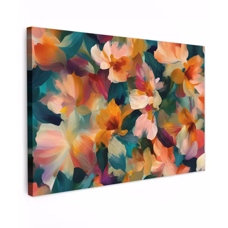 Canvas schilderij - Harmonieus - Abstracte bloemen - Warme tinten — 1