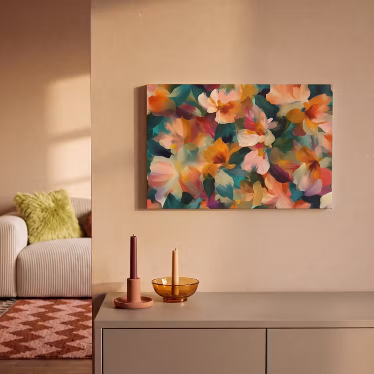 Canvas schilderij - Harmonieus - Abstracte bloemen - Warme tinten — 2