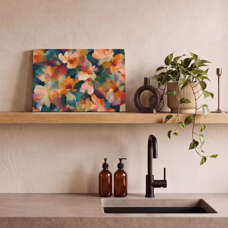 Canvas schilderij - Harmonieus - Abstracte bloemen - Warme tinten — 4