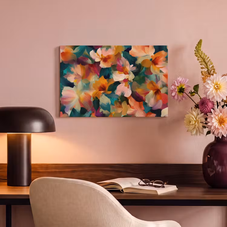 Canvas schilderij - Harmonieus - Abstracte bloemen - Warme tinten — 6