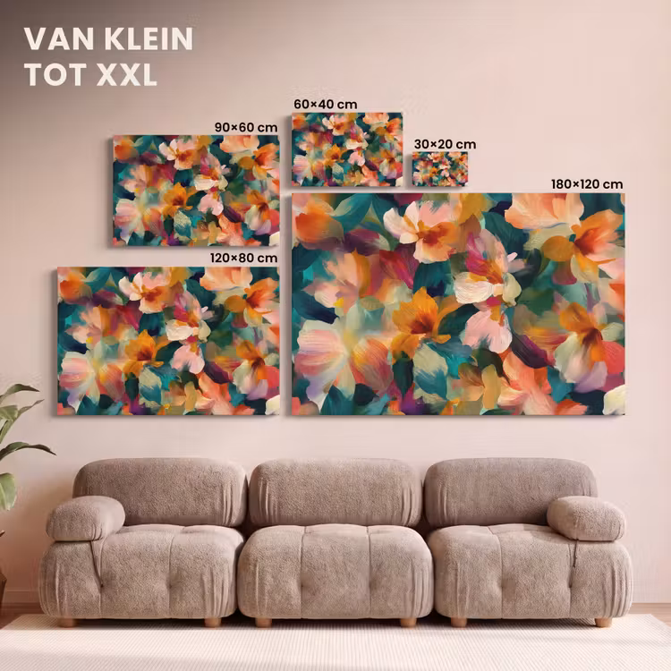 Canvas schilderij - Harmonieus - Abstracte bloemen - Warme tinten — 8
