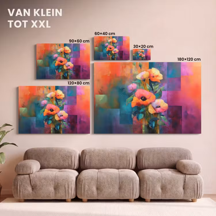 Canvas schilderij - Geometrische kleurvlaken - Modern - Fantasiebloemen — 8