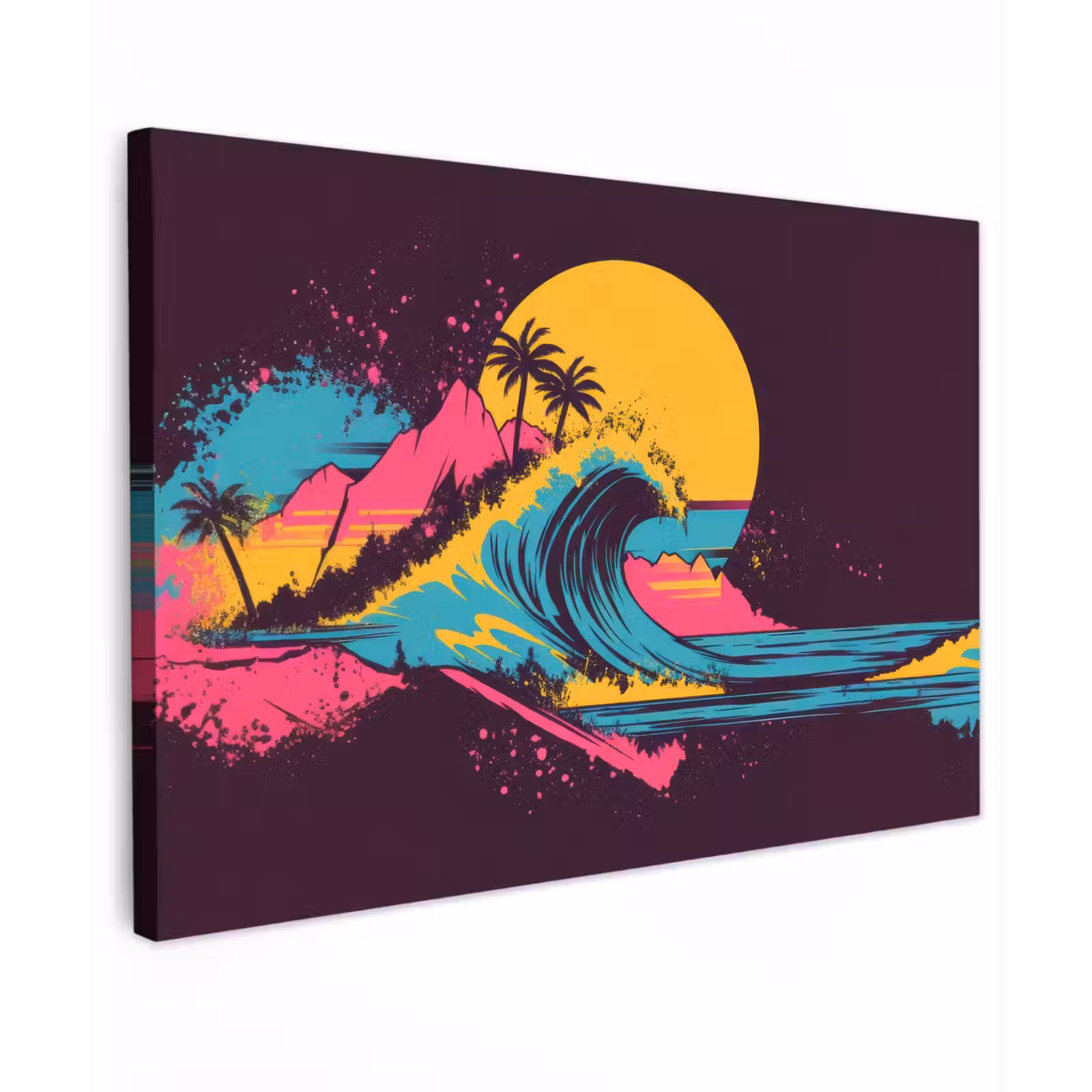 Canvas schilderij - Golf - Kleurrijk - Zon - Palmbomen — 1