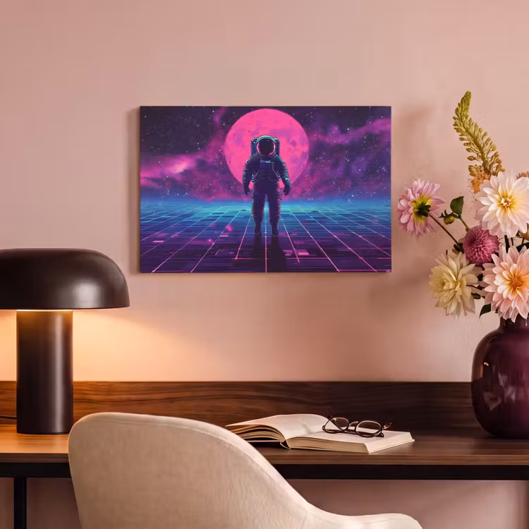 Canvas schilderij - Astronaut - Maan - Roze - Sterrennevels — 6