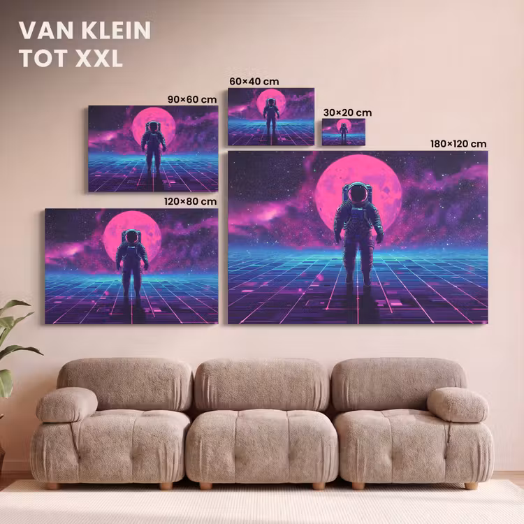 Canvas schilderij - Astronaut - Maan - Roze - Sterrennevels — 8