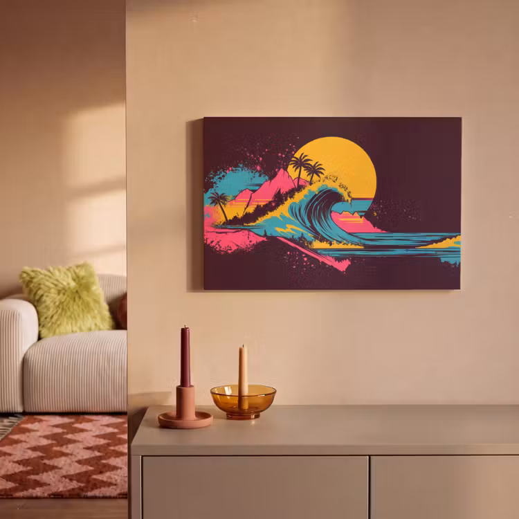Canvas schilderij - Golf - Kleurrijk - Zon - Palmbomen — 2