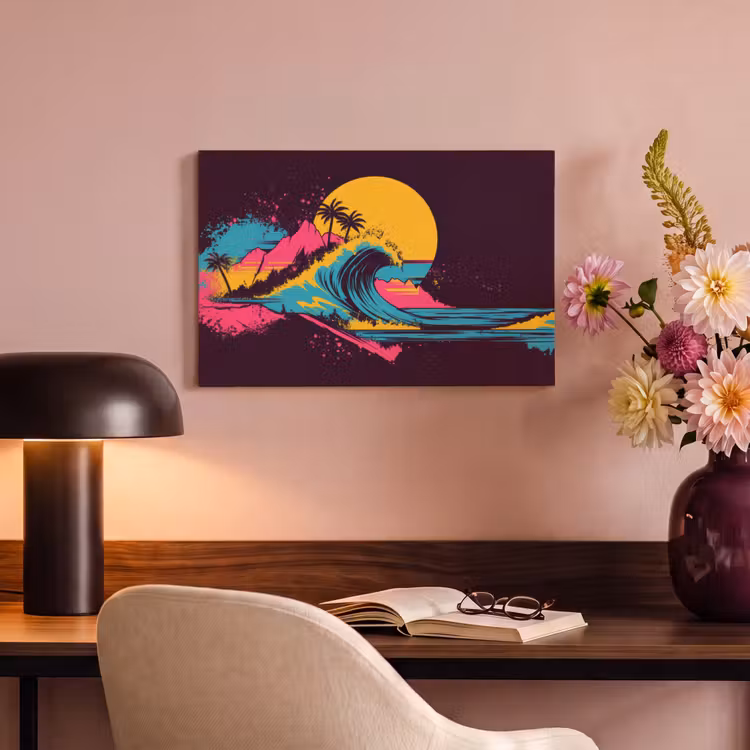 Canvas schilderij - Golf - Kleurrijk - Zon - Palmbomen — 6
