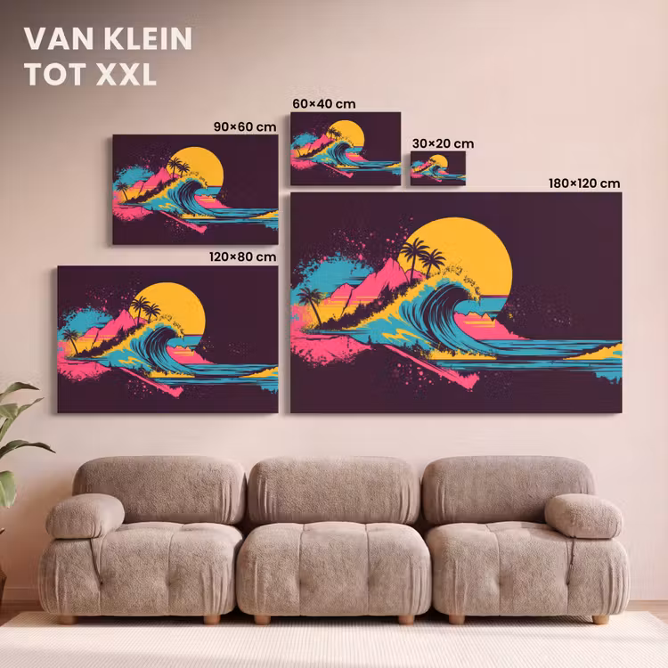 Canvas schilderij - Golf - Kleurrijk - Zon - Palmbomen — 8
