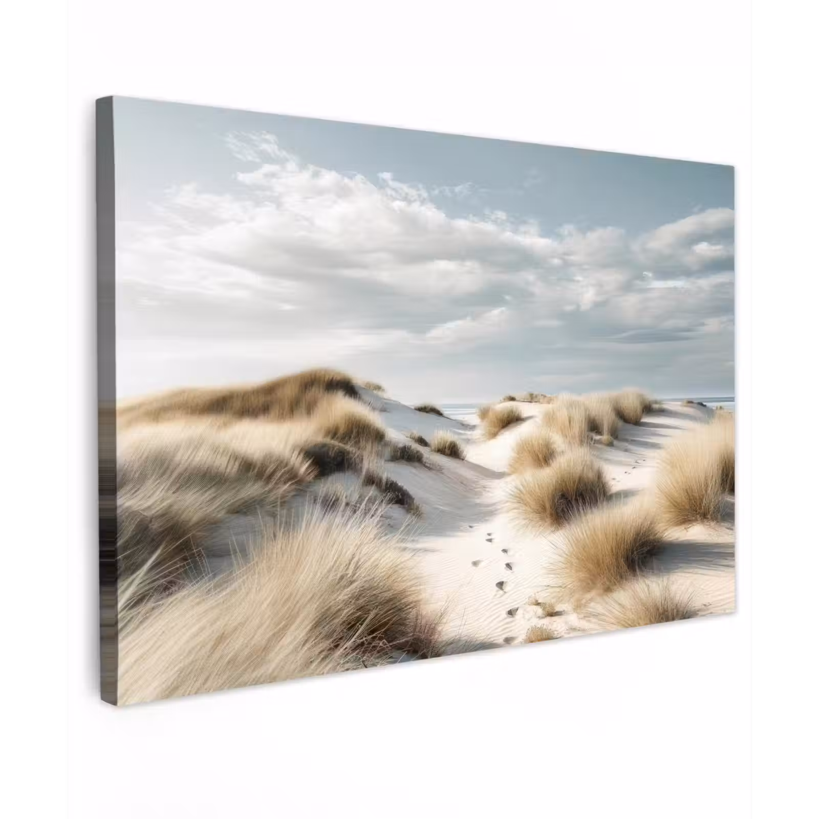 Canvas schilderij - Duinen - Gras - Sporen - Wolken — 1