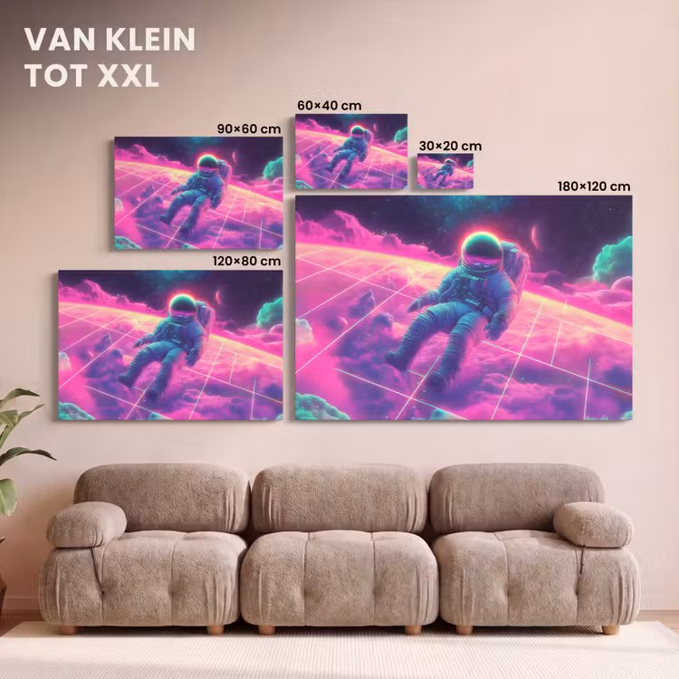 Canvas schilderij - Astronaut - Neon - Roze - Wolken — 8