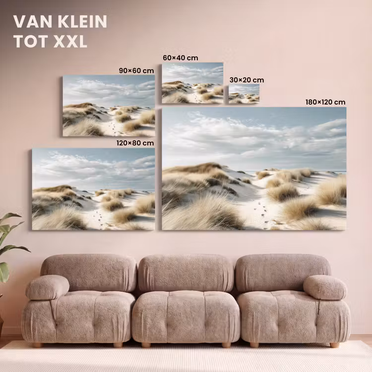 Canvas schilderij - Duinen - Gras - Sporen - Wolken — 8