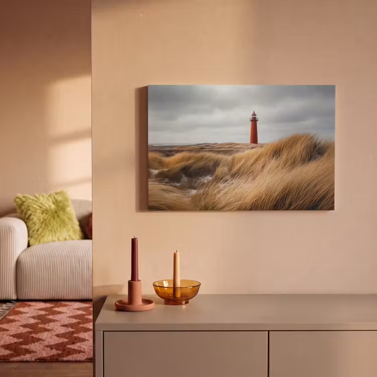 Canvas schilderij - Duinen - Vuurtoren - Rood - Lucht — 2