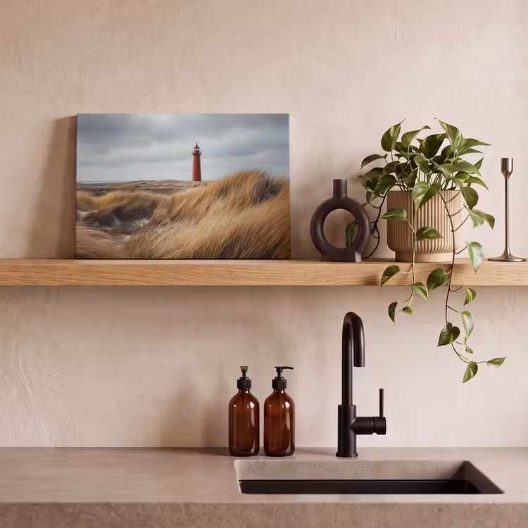 Canvas schilderij - Duinen - Vuurtoren - Rood - Lucht — 4