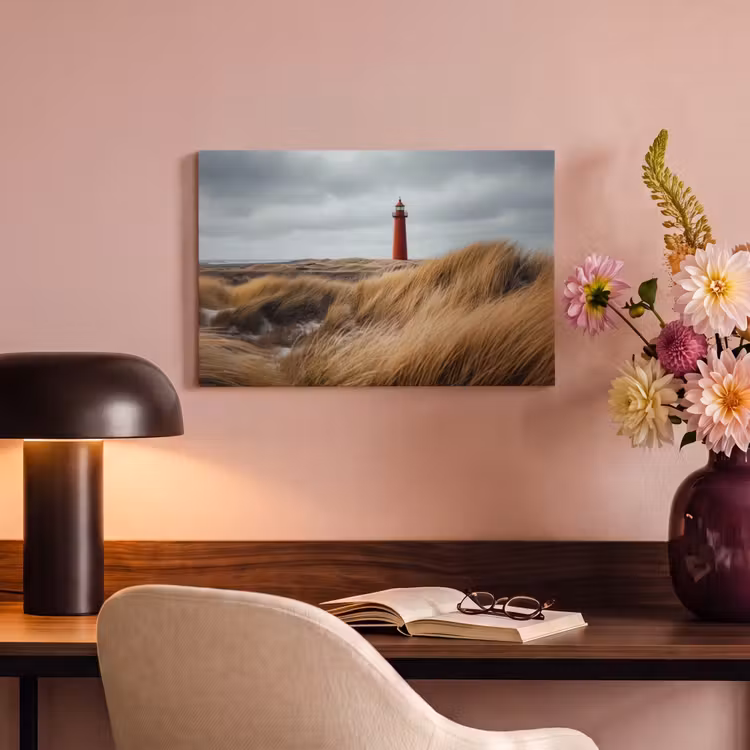 Canvas schilderij - Duinen - Vuurtoren - Rood - Lucht — 6