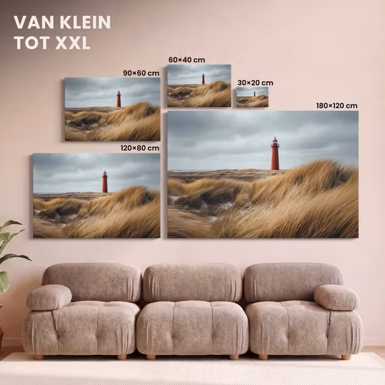 Canvas schilderij - Duinen - Vuurtoren - Rood - Lucht — 8